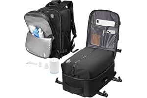 LIVBOTE Zaino Sottovuoto Viaggio con pompa sottovuoto, Zaino da Viaggio Aereo Bagaglio a Mano Ryanair 45x36x20 Zaini Airbag Borsa da Cabina per Donna Uomo - Nero