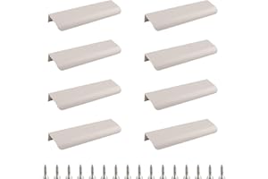 MOROBOR Lot de 8 poignées de placard cachées en alliage d'aluminium avec languette dissimulée de style moderne pour armoires, tiroirs, coiffeuses, portes, 150 mm, gris cachemire