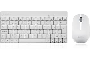Perixx PERIDUO-712W Combo Teclado Pequeño y Ratón Inalámbrico para Windows, 2.4 GHz con Receptor USB, QWERTY Español, Blanco