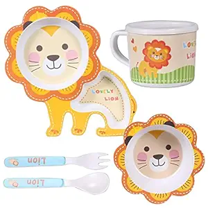 FunBlast (Set of 5 Pcs) Bamboo Fiber Eco-Friendly Kids Feeding Set