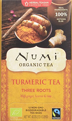 Numi Teas Organic Turmeric Three Roots 12 Teabags (Pack of 6, Total 72)