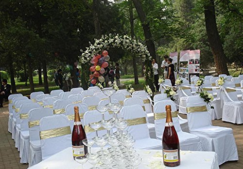 Homdox 100 Stücke Universal Stuhlhusse Elasthan Stretchhusse Stuhlbezug Stuhlüberzug Stuhl Husse f. Hochzeit Partys Bankett Dekoration Weiß - 9