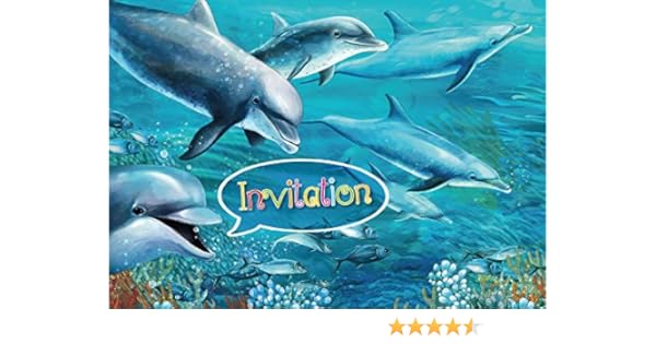 10 Cartes Dinvitation Avec Des Dauphins Fr 10 Invitations A La Fete Danniversaire Dans La Piscine Ou Laquarium De Edition Colibri Cuisine Maison Decorations Et Accessoires De Fetes Inzaboton Com