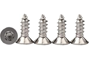 Drenky 100 Stück M4 x 10 Torx Schrauben 304 Edelstahl-Blechschrauben, Flachkopf Schrauben, DIY-Holzbearbeitung Schrauben Schrauben aus Edelstahl 304 Voller Thread Holzbearbeitungsbefestigung