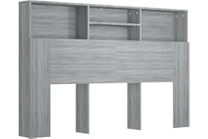 vidaXL Mueble Cabecero Armario de Cama con Almacenaje Pared Dormitorio Estantería Habitación Libros Decoraciones Color Gris Sonoma 160x19x103,5 cm