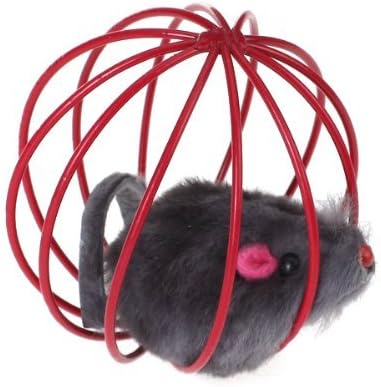 ivebetter Funny Cat Kitten Playing Toy Teal Fake Mouse Mice Rat in Cage Ball