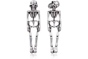 VYIBPDY Pendientes Guitarra Eléctrica Hombres Serie Oro Sin Restos Colgante Calavera Pendientes Rock Hombres Plata Estilo Hiphop Cool