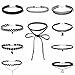 Produktbild Jinberry (10 Stück ) Schickes Schwarz Choker Kropfband Halsketten Set / Retro Vintage Gothic Choker Halsband set aus Samt Schnüren für Mädchen und Damen