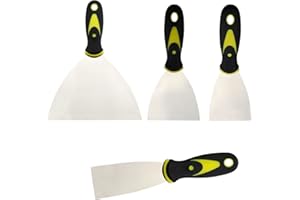 TAASMOOG Putty Knife Scraper Set, 4 Pcs Stainless Steel Filling Putty Knives, Wallpaper Scrapers with Various Sizes (1.5, 3, 4, 6 inches), Perfect for Drywall, Wood, Plaster, Masonry, Wallpaper Applications