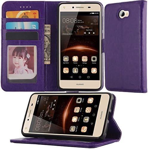 MaxBuy Case for Huawei Y5II / Huawei Y5 2, High Quality PU Leather Folio Stand Protective Wallet Case Cover For Huawei Y5II / Huawei Y5 2 (Purple)