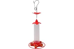 Jenivaint 17,32 Tum Kolibri Matare, 5 Bi-säkra Matningsportar (Plastic) | Hängande trädgårdsdekor, 360 ml genomskinlig behållare, rostfri krok, mjuka TPR-spetsar, uteplats på bakgården