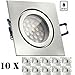 Produktbild 10er IP44 LED Einbaustrahler Set Silber gebürstet mit LED GU10 Markenstrahler von LEDANDO - 5W - warmweiss - 60° Abstrahlwinkel - Feuchtraum / Badezimmer - 50W Ersatz - A+ - LED Spot 5 Watt - Einbauleuchte eckig