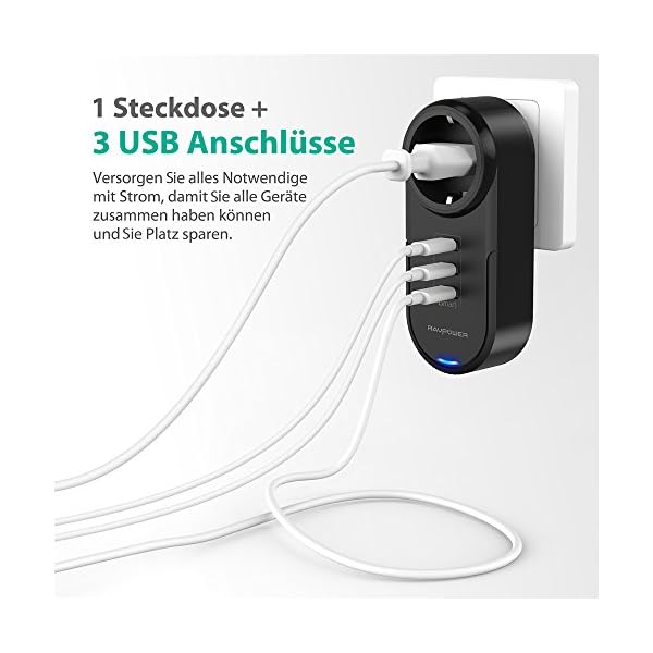 RAVPower Steckdose mit 3 USB – Bild 3