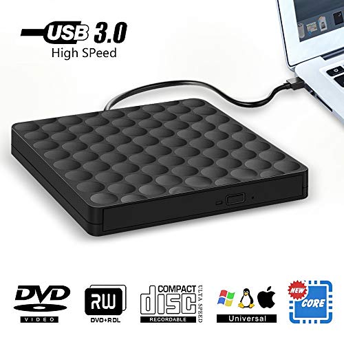 soyin Grabador de CD DVD Externo, Reproductor de CD DVD portátil Delgado, USB3.0/2.0, CD-R, DVD ± RW, CD ± RW, CD-RW, DVD-R, DVD ROM, para PC, computadora portátil, MacBook, MacOS, Windows, Linux