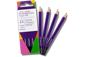 Love Writing Co. Writing Pencils for Children | Age 6, 7, 8, 9 | Writing Pencils for Kids | Ergonomic Design, Comfortable Writing, Helps Writing Skills, Proper Pencil Grip, Fine Motor Skills | 5 Pack