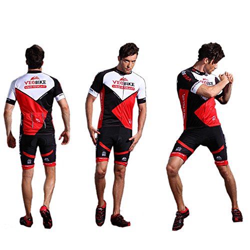 Asvert Herren Kurzarm Atmungsaktiv Schnelltrocknend Trikot Set Kurzarm Trikot Kurzärmeliges Radsport-Anzug Mountain Biking Kleidung Kompression Hosen (7 Stück) - 9