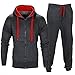 Produktbild ASHOP Herren Casual Sportanzug Jogginganzug Sweatshirt+Sporthose+Einfarbig Kapuzenpullover mit Kapuzen Trainingsanzug Kapuzenjacke (Dunkelgrau, XL)