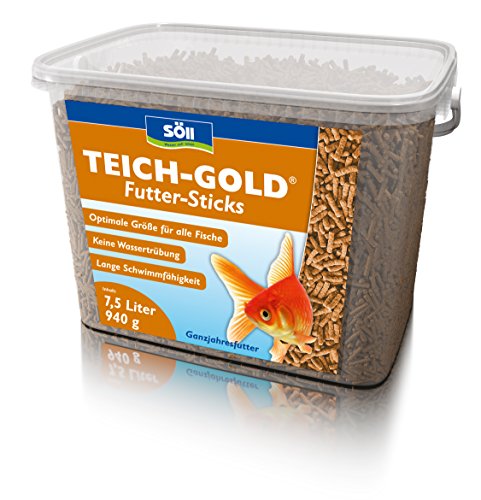 Söll 14643 TeichGold Futter-Sticks – Alleinfuttermittel für alle Teichfische – schwimmfähige Teichsticks – 7,5 l - 3