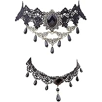 Collana Girocollo Gotica In Pizzo Con Cristallo - Stile Vampiro Punk Per Donne - Foto 5