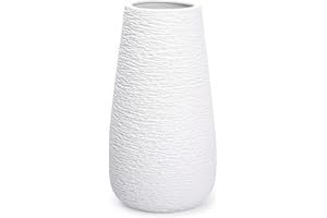 JUZAI Vase en Ceramique Blanc pour Pampa, Vases Decoratif pour Centre de Table Decoration - Hauteur 25 cm