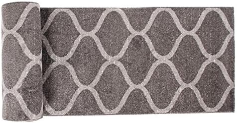 Grey Runner Rug - Modern Pattern - Hall Stairs Hallway - Soft Dense Pile - Trellis Trendy Design - " NORDIC " 80 x 180 cm ( 2ft7" x 5ft11" ) Long