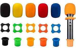 QWERI Mikrofon Windschutz, Schaumstoff Mikrofonabdeckung, 5 Sätze Handheld Bühne Mic Windschutz aus Schwamm Waschbar, Mikrofon Abdeckung, für Klassenzimmer, Konferenzräume (5 Farben)