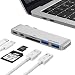 Produktbild Thunderbolt 3 Hub für MacBook Pro 2016/2017 UCOUSO USB C Adapter Aluminium Type C Dockingstation mit Thunderbolt 3 (PD,100W, 40Gbps), USB-C Port, SD/Micro SD Kartenleser und 2 USB 3.0 Ports (Silber)