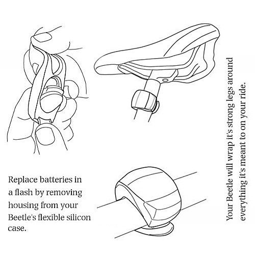 Neu 2 LED Silikon Clip-On FahrradBeleuchtung Bicycle Bike Leuchten 1 Weiße und 1 Rote Leuchte - 6