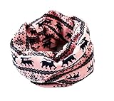 ❤Material:tejido de punto Hosaire 1x Bufandas de Tubo Sombrero Patrón de Ciervo Lindo Doble Uso Bufanda de Bucle Niño Niña bebé Cuello Círculo niña Invierno Cálido Infinity 40 * 20cm