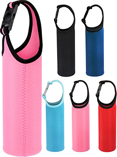 Chengu 5 Pieces Water Bottle Sleeve Neoprene Cover Portable Bottle Holder Strap with Buckle for 500-700 ml Bottle Carriers, 5 Colors