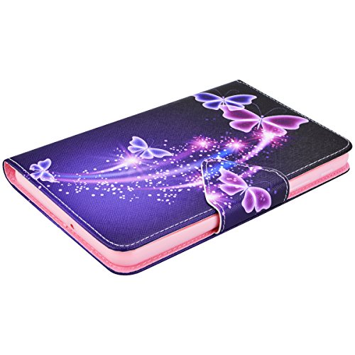 Samsung Galaxy Tab A 7.0 SM-T280 Hülle, Yokata Flip PU Lederhülle mit Karten Slot Magnetverschluß Handyhülle Standfunction Case Tasche Schutzhülle Etui Brieftasche Cover (Lila Schmetterling) + 1x Kapazitive Feder - 4