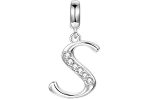 LOVANS Bead Alphabet Charms with 925 Sterling Silver DIY Letter Initial A-Z Dangle Charm Beads fit European Bracelets Jewelry Gifts for Women