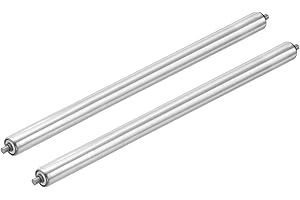 sourcing map Stainless Steel Conveyor Roller 1.5" Diameter 24" Length Gravity Transmission Replacement Part Galvanized End (Silver, Pack of 2)