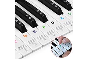 Natuce Naklejki na klawisze fortepianowe na 37/49/54/61/88 klawiszy, naklejki na klawiaturę fortepianową, naklejki na klawisze elektroniczne, naklejka na klawisze fortepianowe, przezroczyste