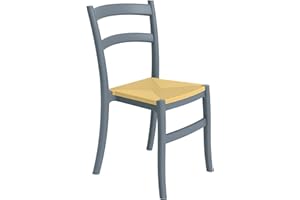 BrackenStyle Juliet Outdoor Dining Chair - Choice of colours - Strong Reinforced Stacking Plastic Chair - Ideal for Gardens, Balconies, Cafes, Venues etc (Blue/Grey)