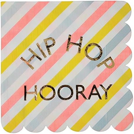 MERI MERI Striped Hip Hop Hooray Scolloped Edge Large Easter Napkins (16 Pack)