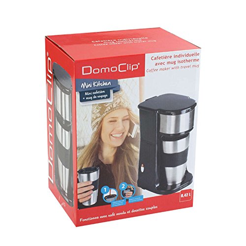1-Tassen-Kaffeemaschine mit Thermobecher Edelstahl (Büro-Kaffeemaschine, Thermosbecher, 750 Watt, für Kaffeepulver oder Pads, Kaffeeautomat, schwarz) - 6