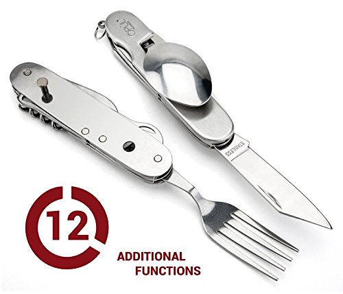 Campingbesteck-Set von Opul, funktionales Campingmesser, Camping-Tool, Komplettset, wird in einer Geschenk-Box geliefert mit ausgeformter Schaumstoffeinlage - 3