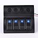 Produktbild MagiDeal 4 Gang Wasserdicht Auto Switch Panel Schalttafel Schaltpanel Panel Schalter Wippschalter Blaue LED