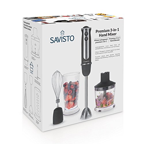 Savisto Premium 750 Watt Stabmixer mit 3-in-1 Zubehör Set – Onyx Schwarz - 7