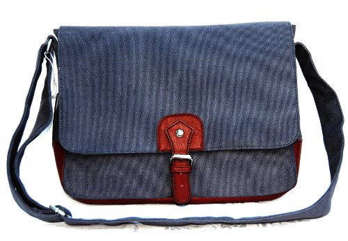 L&X Canvas-Schultertasche, für Apple Macbook Pro (13 Zoll bzw. 33,02 cm) / Apple iPad, leichtgewichtig, Canvas + PU-Leder, Grau
