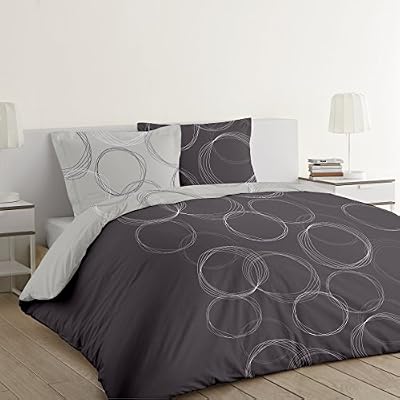 VISION Parure de couette Réversible 100% Coton LENNY Gris 200x200cm