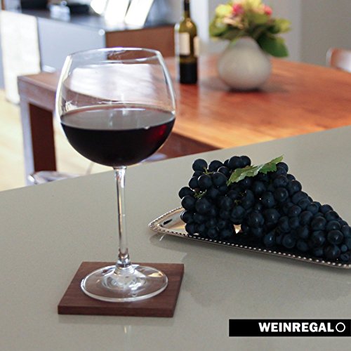 WEINREGALO Untersetzer Nussbaum | 10 x 10cm für Gläser aus Holz – 6er Set – Glasuntersetzer für Tisch und Bar - 3