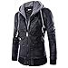 Produktbild Yinew Herren Jacke Mode PU Leder Jacke Slim Hüte Männer Motorrad Lederjacke Herbst und Winter Jacke Schwarz M