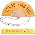 Fisura - Original Handheld Folding Fan with message in english. Colourful wooden fan. Original holding Hand Fans. Fan with hanger included