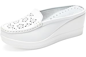 Solshine - Mocassini slip on da donna in pelle, con plateau, motivo floreale