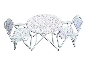 Amaze Folding Baby Kids Children Printed Portable Outdoor Study Dining Furniture Play Group Table-2 Chair Set (Pink Butterfly)