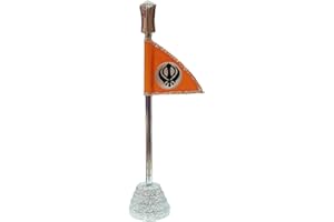 BEXCO Khanda (Nishan Sahib) Flag for Car Dashboard and tabletop - 5'' inch (Metal, Silver)