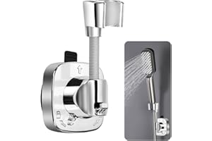 UHETLET Support Pommeau de Douche, Support de Douche Réglable Rotatif à 360° avec Ventouse Support Douche Ventouse Accroche Pommeau de Douche Porte Douchette Sans Percage pour Salle de Bain Buanderie
