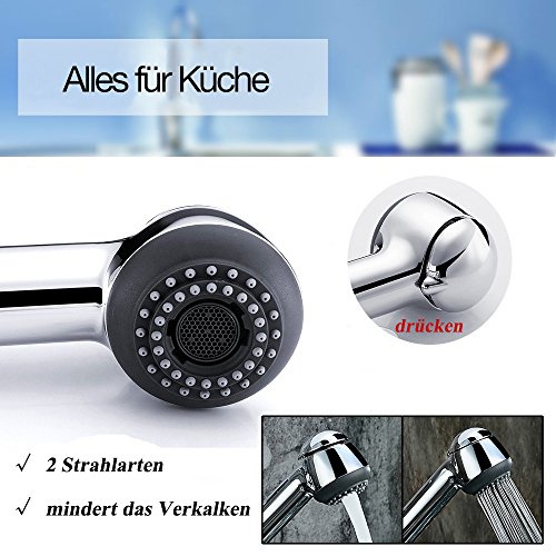 Wasserhahn Küche bleifrei KTW geprüft mit Sedal Kartusche herausziehbare Geschirrbrause 2 Starhlarten Hochdruck Armatur Spüle - 3